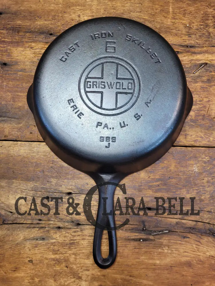 Perfect For Gas And Electric Coil! 1930’S Griswold #6 Cast Iron Skillet With Large Block Logo