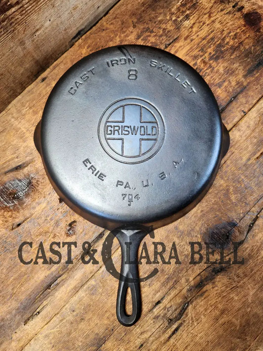 Perfect For Gas And Electric Coil Stoves! 1930’S Griswold #8 Cast Iron Skillet With Large Block