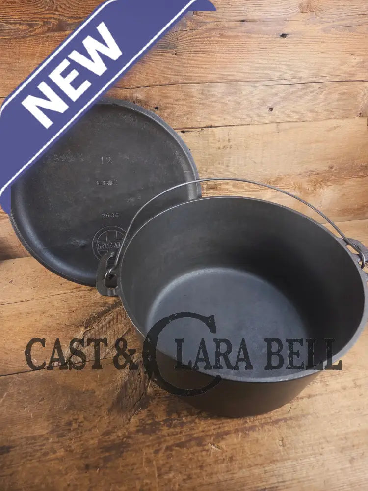 Phenomenal! Very rare 1910’s Griswold Size #11 (2634) Dutch Oven with Slant Logo and (2636) Lid. One you don’t see