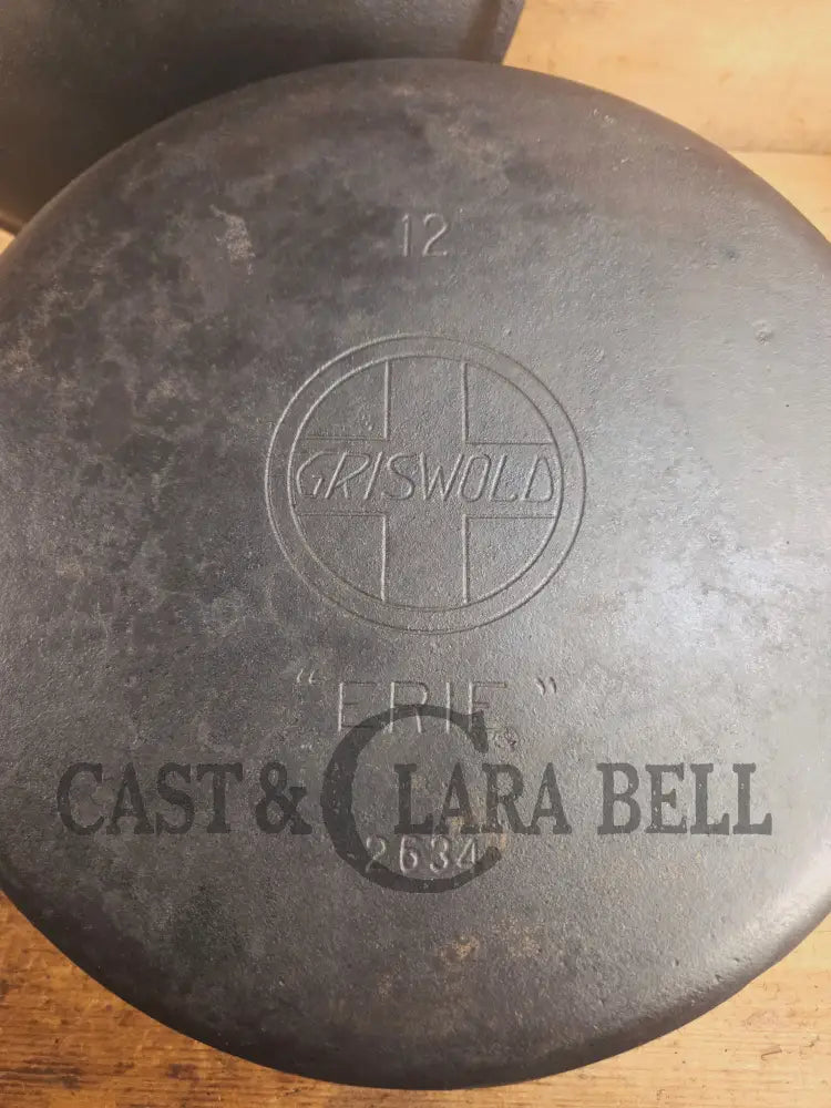 Phenomenal! Very rare 1910’s Griswold Size #11 (2634) Dutch Oven with Slant Logo and (2636) Lid. One you don’t see