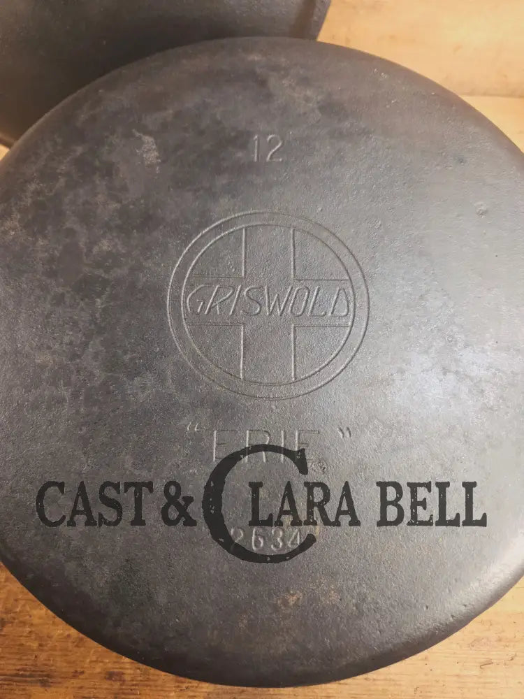 Phenomenal! Very rare 1910’s Griswold Size #11 (2634) Dutch Oven with Slant Logo and (2636) Lid. One you don’t see