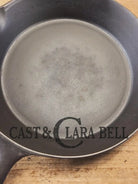 Priced to Sell! 1920’s Favorite Piqua Ware No. 9 B cast iron Skillet with Heat Ring and ’Smiley’ Logo. Gorgeous skillet