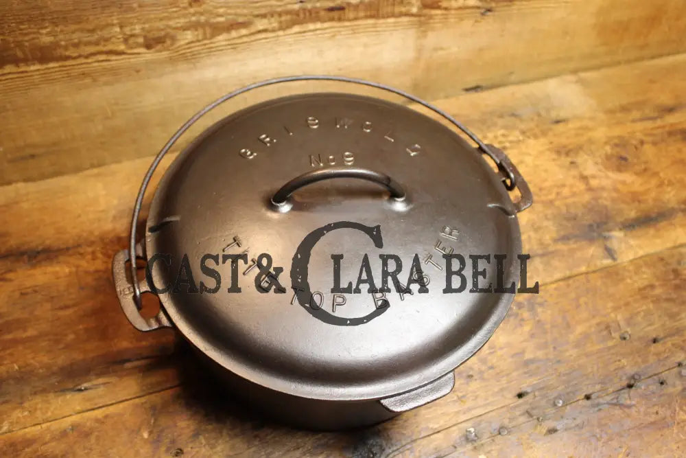 Priced To Sell! 1920S Griswold #9 Tite-Top Cast Iron Dutch Oven With Slant Logo And Lid. Great