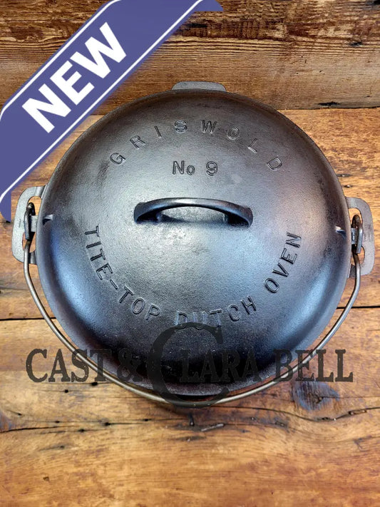 Priced To Sell! 1920’S Griswold No. 9 Tite Top Dutch Oven (834) With Large Block Logo And Low Lid