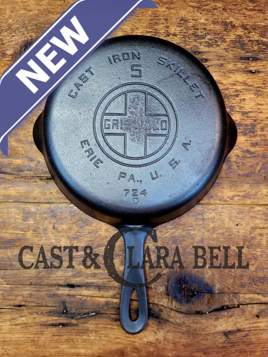 Priced To Sell! 1930’S Griswold #5 Cast Iron Skillet With Large Block Logo 724 C