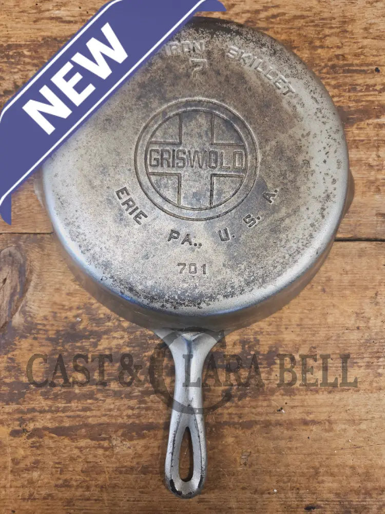 Priced to Sell! 1930’s Griswold #7 Chrome finish Cast Iron Skillet with Large Block Logo 701 - Skillet