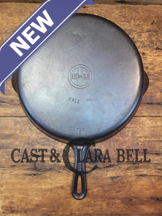 Priced To Sell! 1940’S #9 Groove Handle Griswold Sbl (710 C) Cast Iron Skillet.