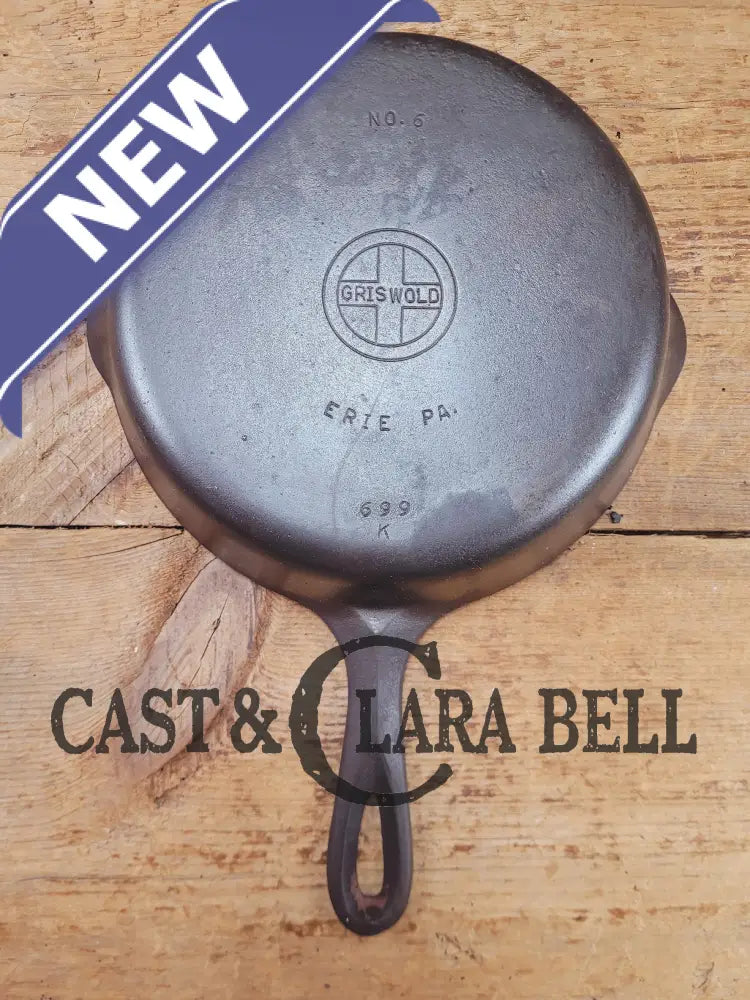 PRICED TO SELL! 1940’s Griswold #6 Cast Iron Skillet with Small Block Logo and Smooth Bottom 699 K Skillet