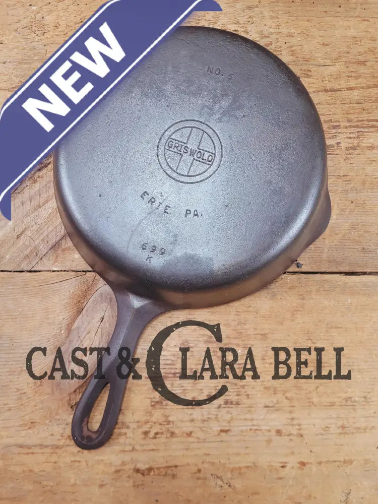 PRICED TO SELL! 1940’s Griswold #6 Cast Iron Skillet with Small Block Logo and Smooth Bottom 699 K Skillet