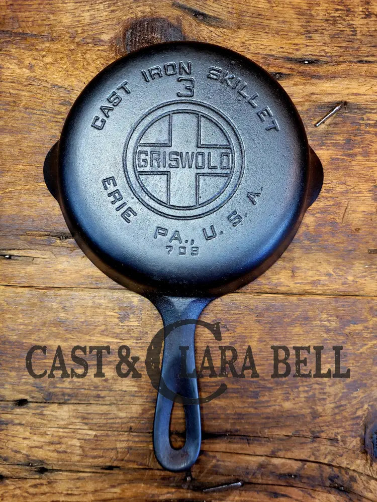 Priced To Sell!! Griswold #3 Skillet With Large Block Logo And Smooth Bottom 709