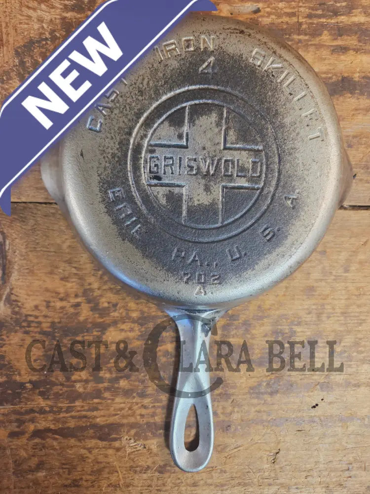 Priced To Sell! Griswold #4 Cast Iron Skillet with Large Block Logo 702 A - Skillet