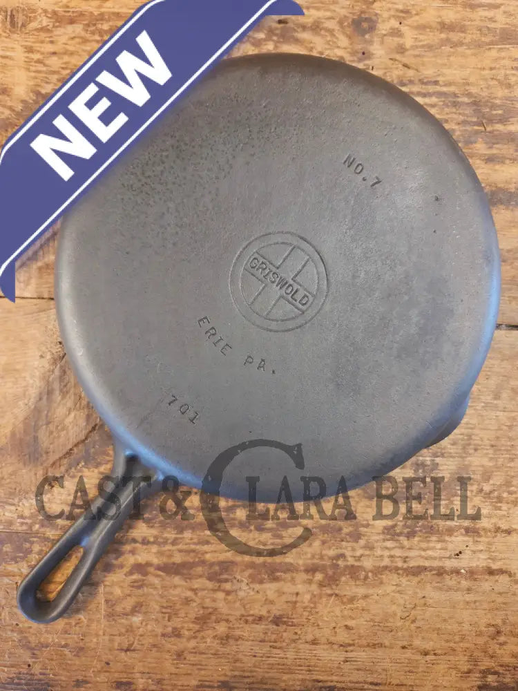 Priced to Sell: Griswold No. 7 Cast Iron Skillet with Small Block Logo and Grooved Handle 701 - Skillet