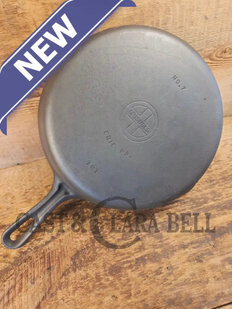 Priced to Sell: Griswold No. 7 Cast Iron Skillet with Small Block Logo and Grooved Handle 701 - Skillet
