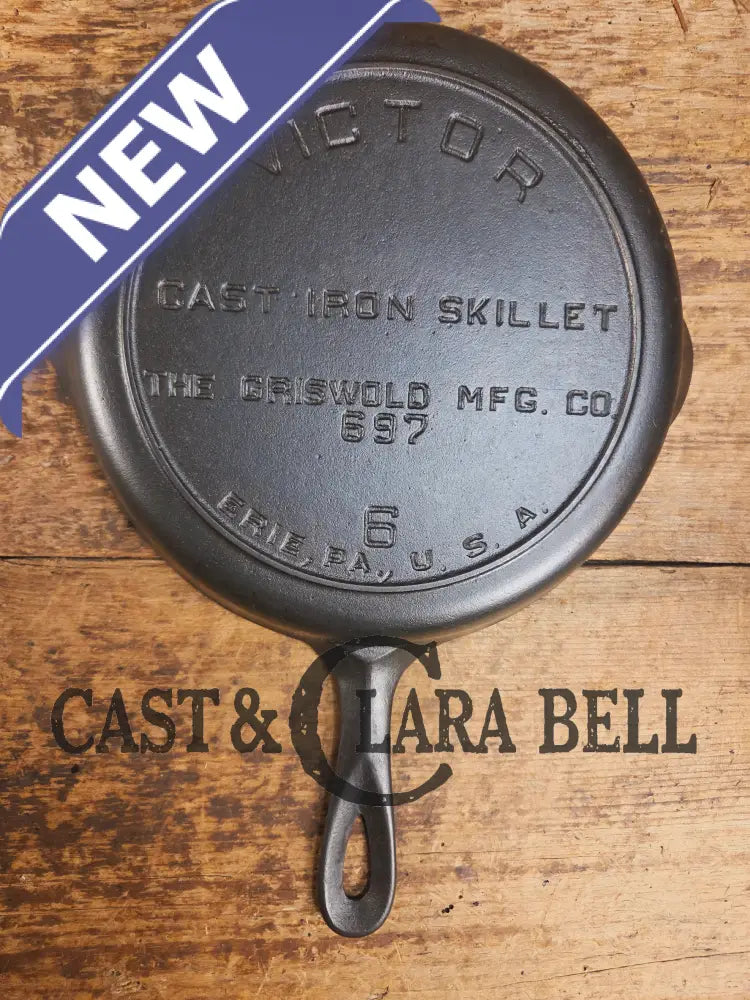 Priced to Sell Hard to Find 1920’s Griswold’s Victor #6 Skillet with Heat Ring Fully Marked 697 Skillet