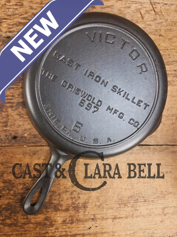 Priced to Sell Hard to Find 1920’s Griswold’s Victor #6 Skillet with Heat Ring Fully Marked 697 Skillet