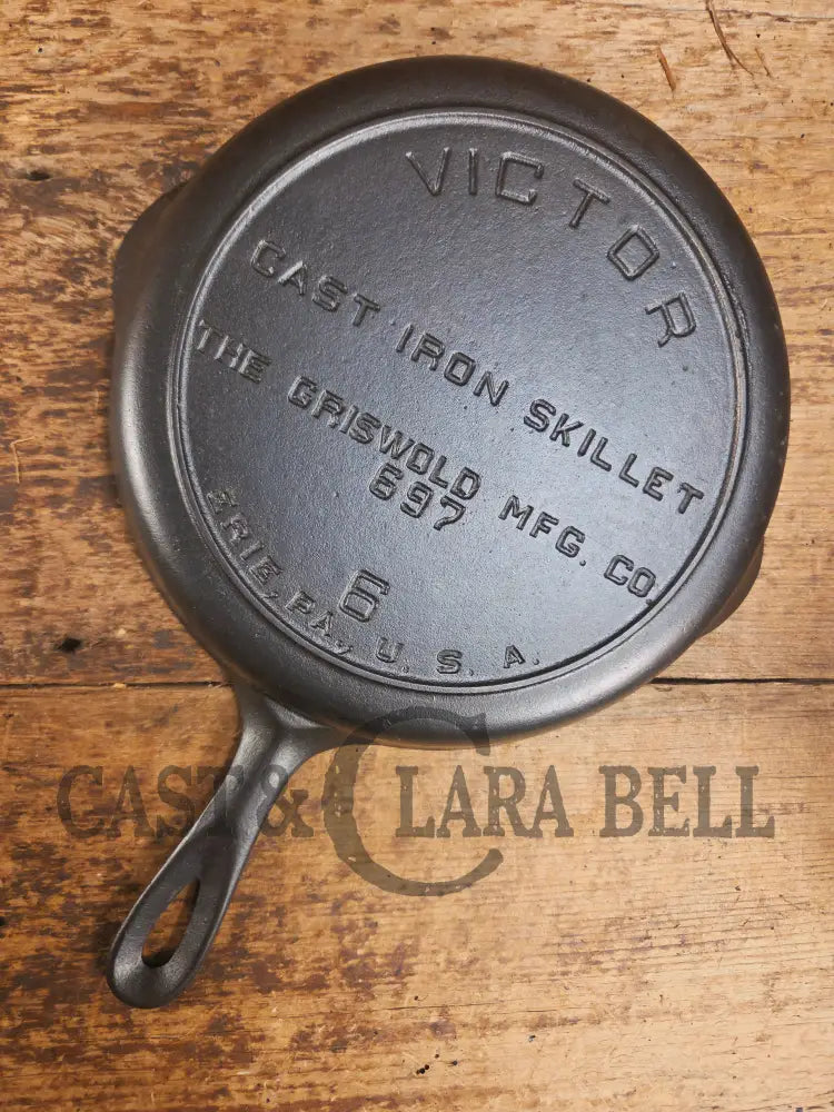 Priced to Sell Hard to Find 1920’s Griswold’s Victor #6 Skillet with Heat Ring Fully Marked 697 Skillet