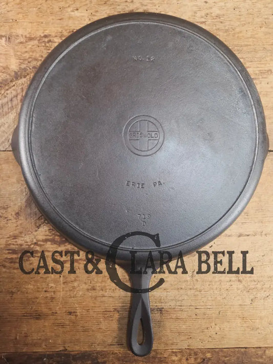 Priced to Sell. Huge beautiful 1930’s Griswold No. 12 Skillet Small Block Logo 719 D. Perfect bacon skillet! Restored