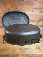 Priced to Sell: MONSTER! 1920’s Griswold #9 Large Block Logo Oval Roaster. P/N 645 Bottom 645 Lid - Dutch Ovens Trivets