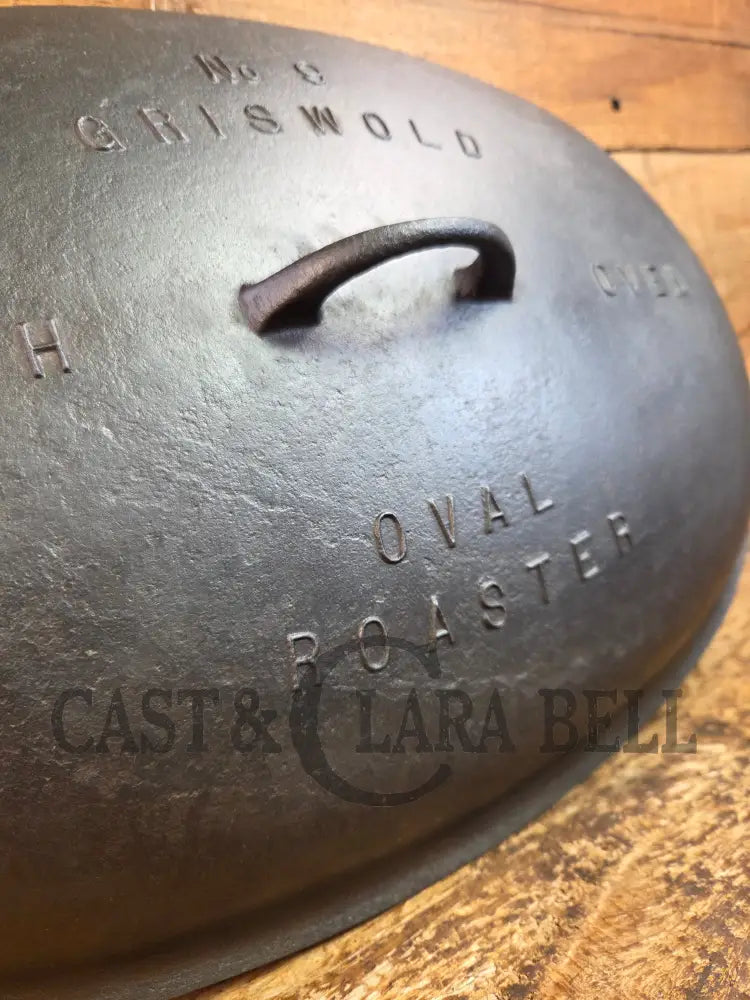Priced to Sell: MONSTER! 1920’s Griswold #9 Large Block Logo Oval Roaster. P/N 645 Bottom 645 Lid - Dutch Ovens Trivets