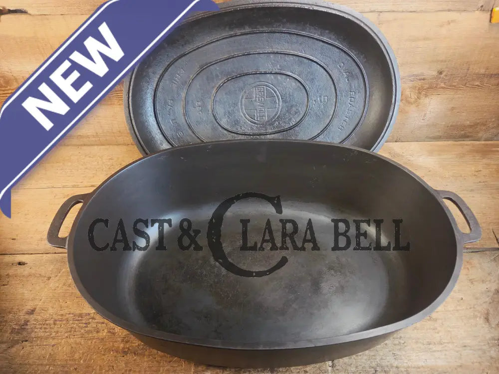 Priced to Sell: MONSTER! 1930’s Griswold #9 Large Block Logo Oval Roaster. P/N 649 Bottom 650 Lid - Dutch Ovens Trivets