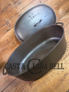Priced to Sell: MONSTER! 1920’s Griswold #9 Large Block Logo Oval Roaster. P/N 645 Bottom 645 Lid - Dutch Ovens Trivets