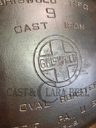Priced to Sell: MONSTER! 1920’s Griswold #9 Large Block Logo Oval Roaster. P/N 645 Bottom 645 Lid - Dutch Ovens Trivets