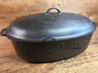Priced to Sell: MONSTER! 1920’s Griswold #9 Large Block Logo Oval Roaster. P/N 645 Bottom 645 Lid - Dutch Ovens Trivets