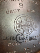 Priced to Sell: MONSTER! 1920’s Griswold #9 Large Block Logo Oval Roaster. P/N 645 Bottom 645 Lid - Dutch Ovens Trivets