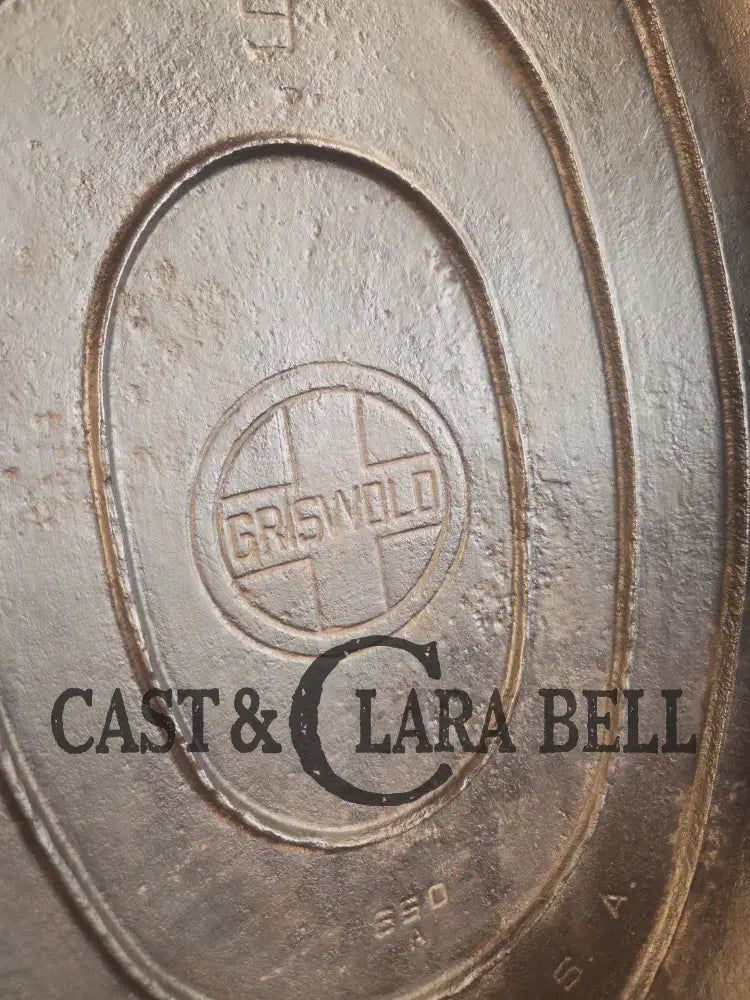 Priced to Sell: MONSTER! 1930’s Griswold #9 Large Block Logo Oval Roaster. P/N 649 Bottom 650 Lid - Dutch Ovens Trivets