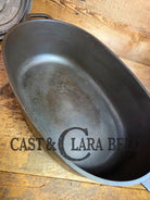 Priced to Sell: MONSTER! 1920’s Griswold #9 Large Block Logo Oval Roaster. P/N 645 Bottom 645 Lid - Dutch Ovens Trivets