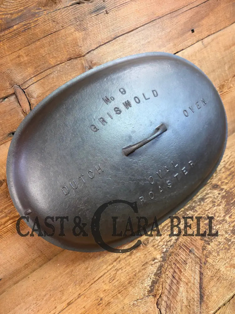 Priced to Sell: MONSTER! 1920’s Griswold #9 Large Block Logo Oval Roaster. P/N 645 Bottom 645 Lid - Dutch Ovens Trivets