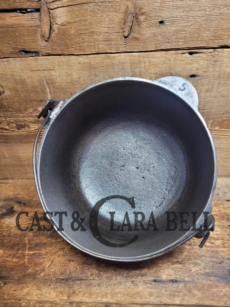 Priced To Sell! Super Unique #5 Raised Letter Marietta Kettle. Repaired Handle Dutch Ovens & Kettles