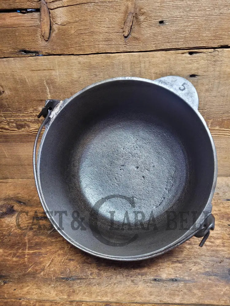 Priced To Sell! Super Unique #5 Raised Letter Marietta Kettle. Repaired Handle Dutch Ovens & Kettles