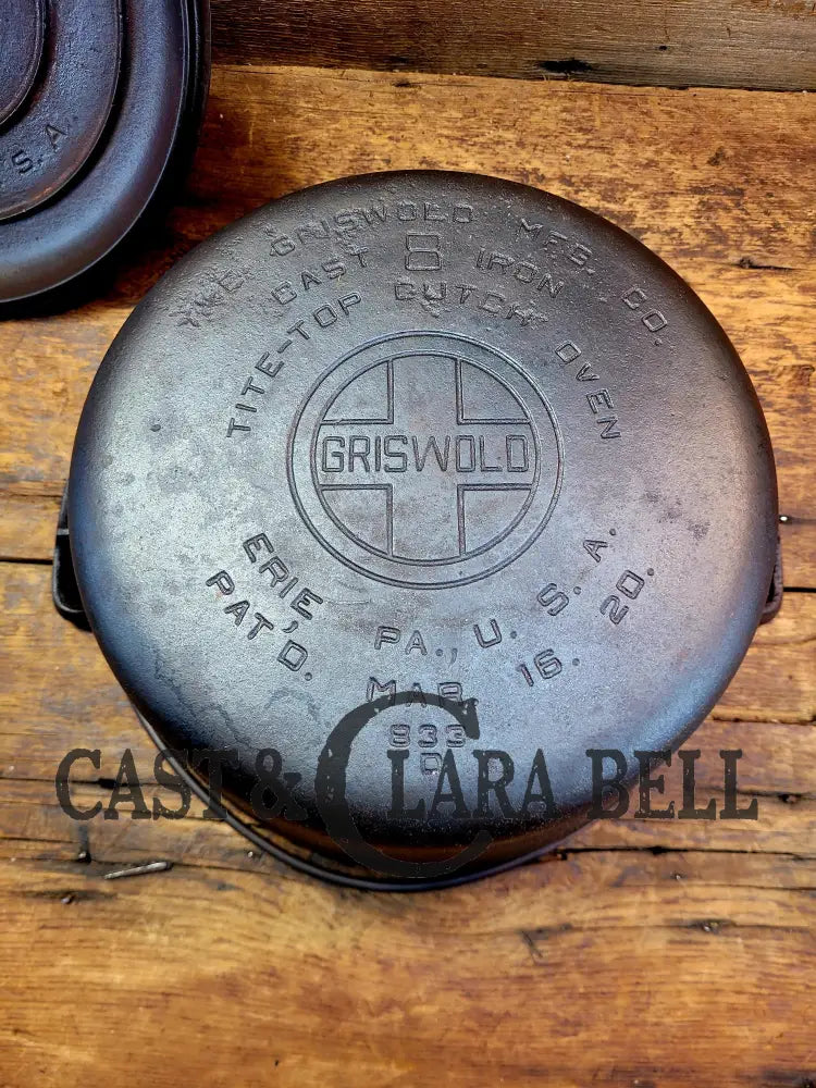 Priced To Sell. The Classic 1920’S Griswold #8 Tite-Top Cast Iron Dutch Oven With Large Block