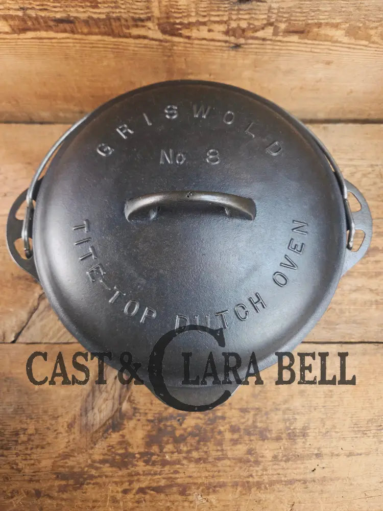 Rare 1920’s Griswold #8 Tite-Top Cast Iron DEEP Dutch Oven 1298 and Matching High Dome Raised Logo lid. VERY cool.