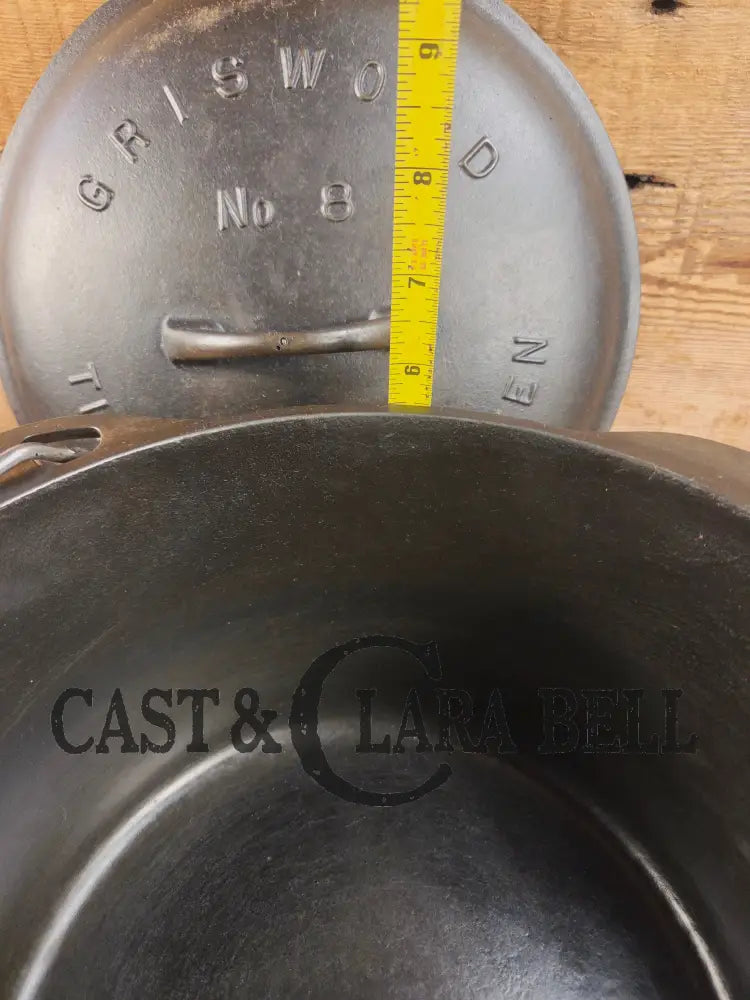 Rare 1920’s Griswold #8 Tite-Top Cast Iron DEEP Dutch Oven 1298 and Matching High Dome Raised Logo lid. VERY cool.
