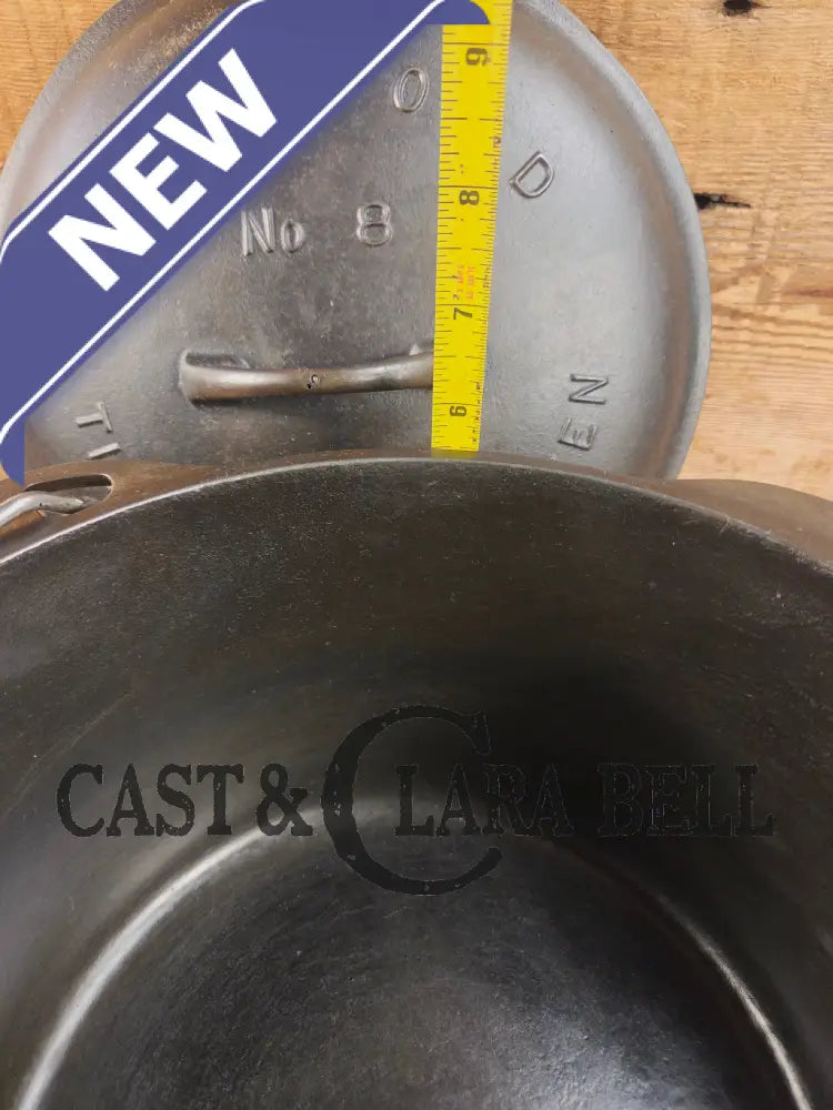 Rare 1920’s Griswold #8 Tite-Top Cast Iron DEEP Dutch Oven 1298 and Matching High Dome Raised Logo lid. VERY cool.