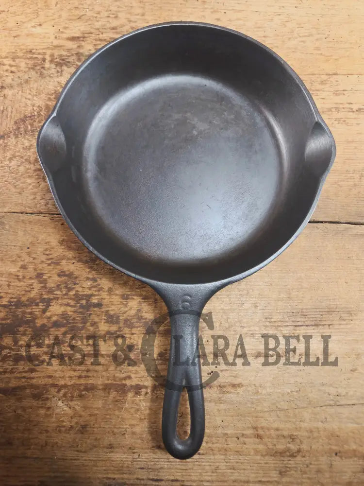 1930s Era Wagner Ware #6 Cast Iron Sautee Skillet with Smooth Bottom 1056 M Skillet