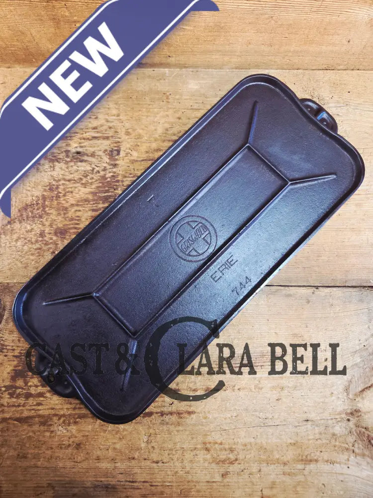 So elegant! 1910’s Griswold #7 Cast Iron Long Griddle with Slant Block Logo ERIE 744 Griddle