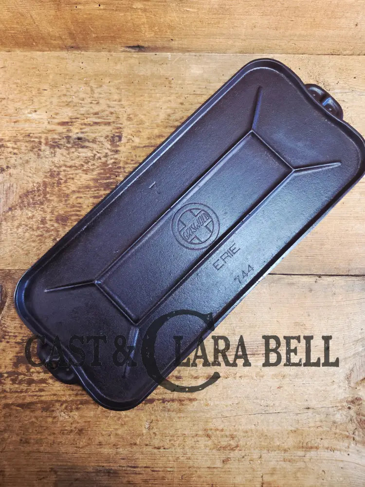 So elegant! 1910’s Griswold #7 Cast Iron Long Griddle with Slant Block Logo ERIE 744 Griddle