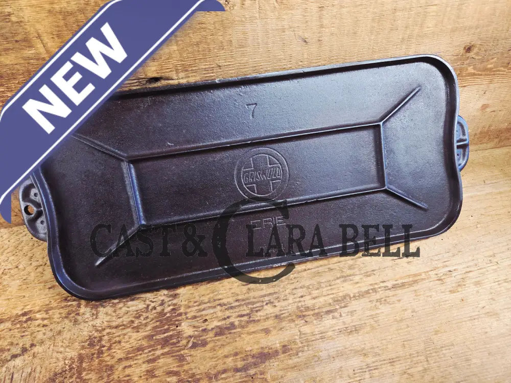 So elegant! 1910’s Griswold #7 Cast Iron Long Griddle with Slant Block Logo ERIE 744 Griddle