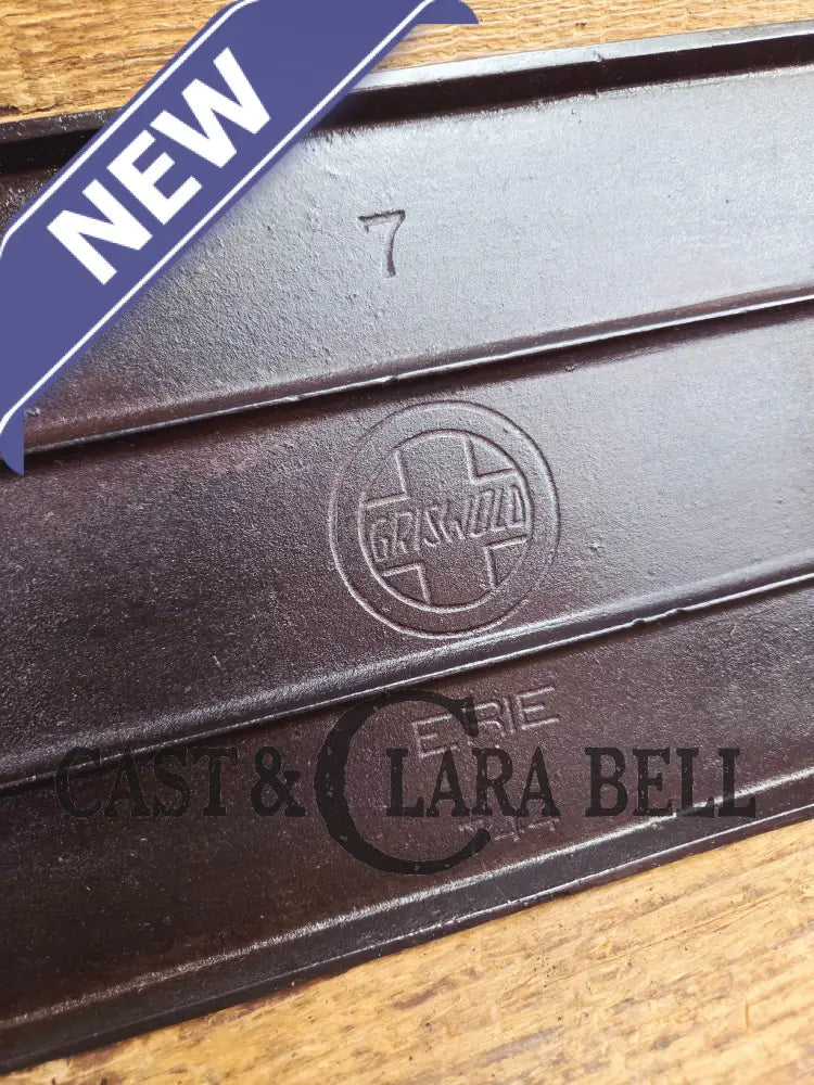 So elegant! 1910’s Griswold #7 Cast Iron Long Griddle with Slant Block Logo ERIE 744 Griddle