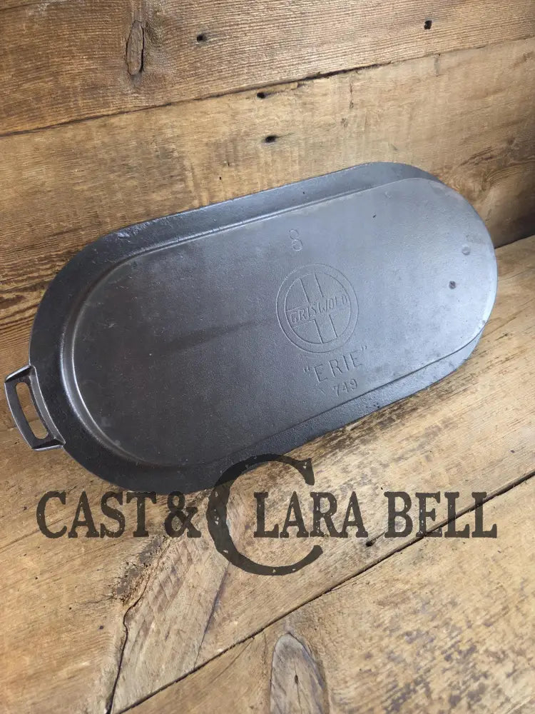 So elegant and very hard to find! 1910’s Griswold #8 Slant Logo 749 Long Griddle/Sad Iron Heater. Don’t miss this one!
