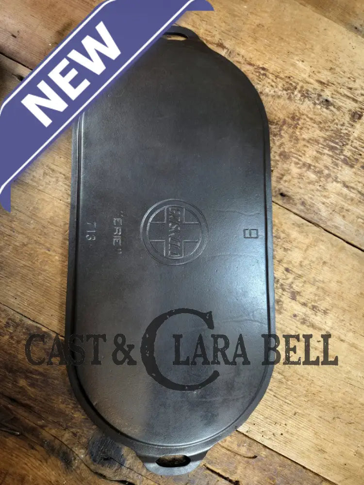 So elegant and very hard to find! 1910’s Griswold #9 Slant Block Logo 713 Long Griddle. Don’t miss this one! Very