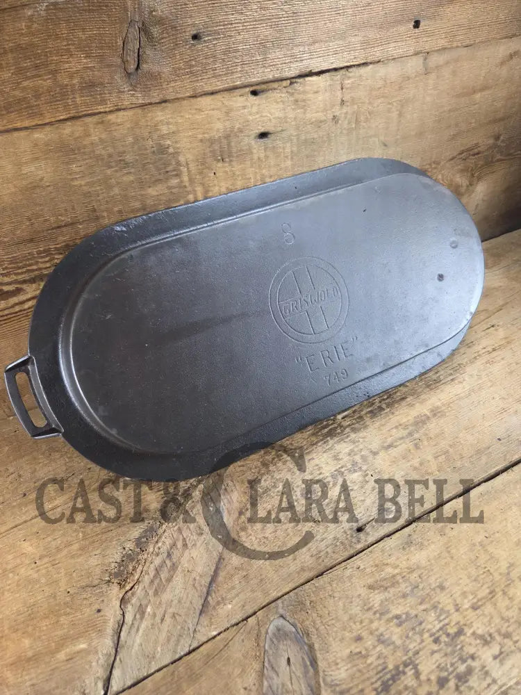 So elegant and very hard to find! 1910’s Griswold #8 Slant Logo 749 Long Griddle/Sad Iron Heater. Don’t miss this one!