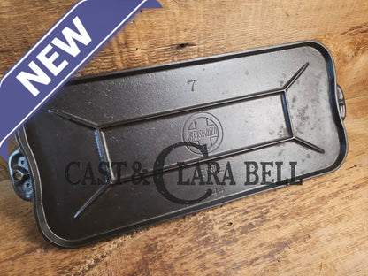 So elegant & awesome! 1920’s Griswold #7 Cast Iron Long Griddle Slant Block Logo ERIE 744. Perfect size for the