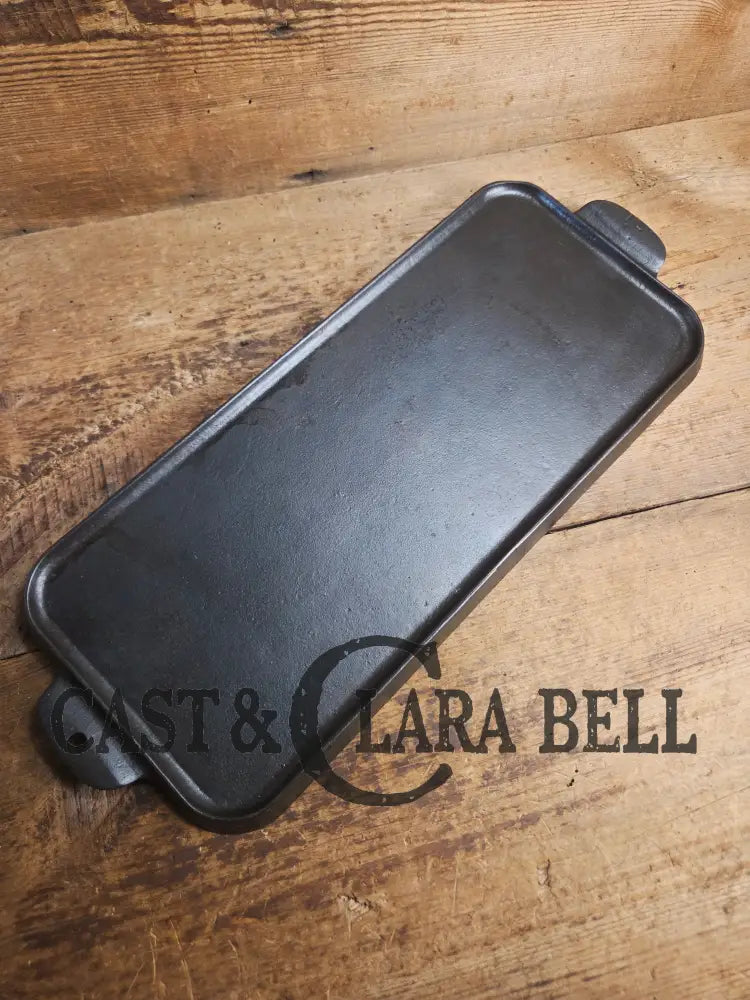 So elegant & awesome! 1920’s Griswold #7 Cast Iron Long Griddle Slant Block Logo ERIE 744. Perfect size for the