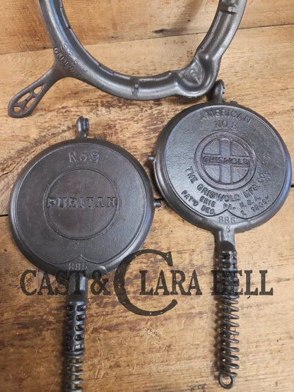 So unique! 1920’s Griswold/Puritan #8 (885/886) combo Waffle Iron with Low Base Waffle Iron