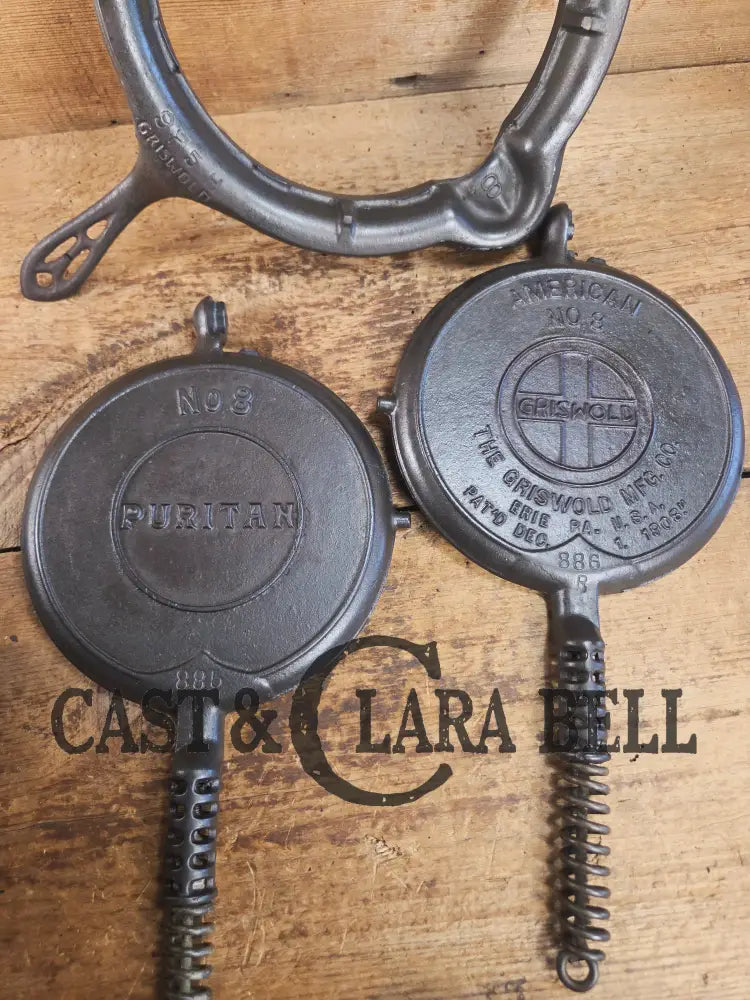So unique! 1920’s Griswold/Puritan #8 (885/886) combo Waffle Iron with Low Base Waffle Iron