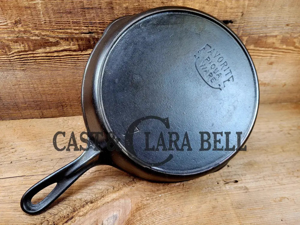 So Unique! 1930’S Favorite Piqua Ware #7 Cast Iron Skillet Smiley Logo And Double Dot Marking